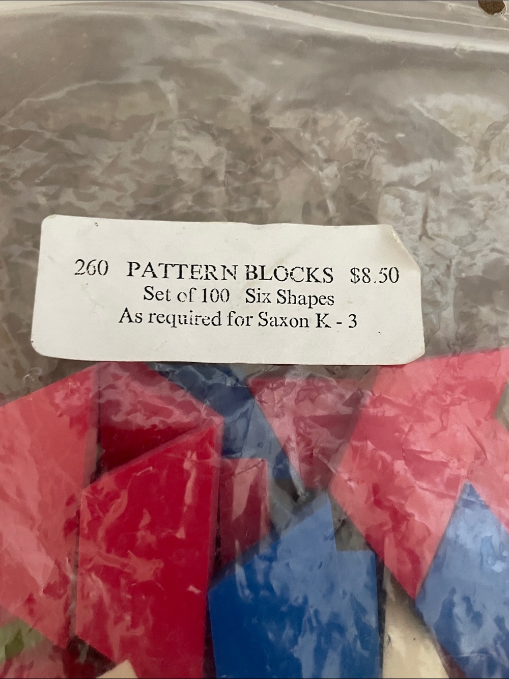 Saxon Math Pattern Blocks Set - Multicolor For Grades K-3 Incomplete - Picture 2 of 4